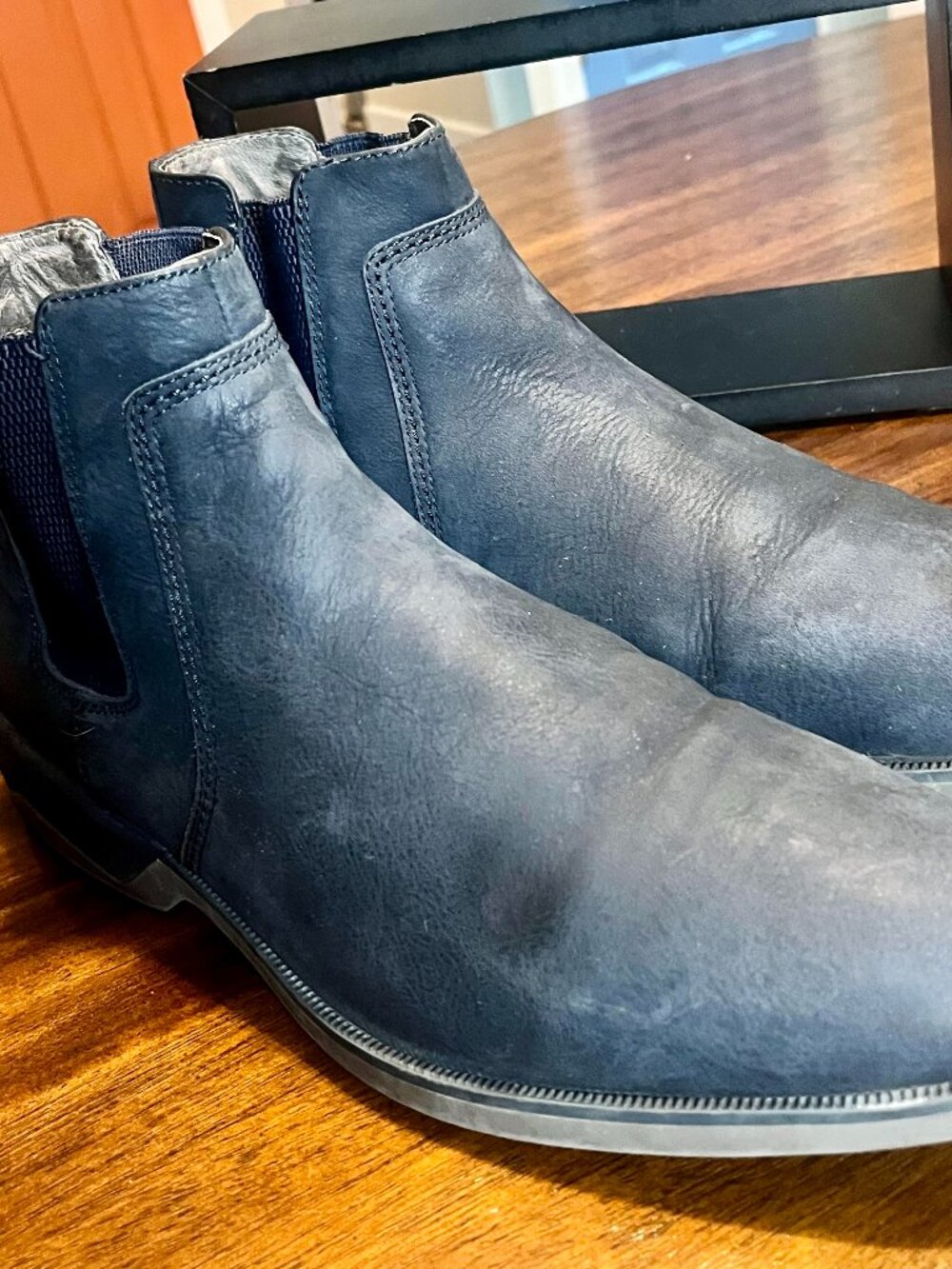 Men's Johnston & Murphy Navy Nubuck Leather Chelsea Boots Size 11.5 M